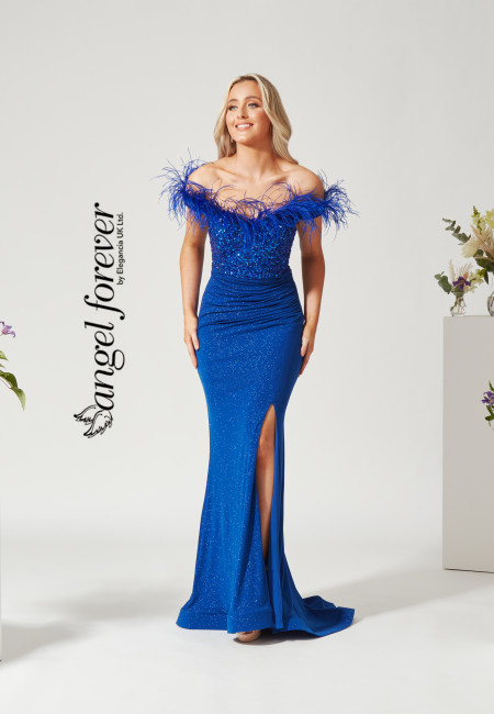 Angel Forever Royal Prom / Evening Dress with Feathers